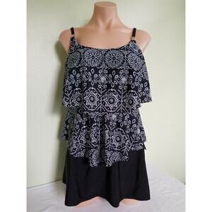 24th & Ocean Spot on tiered tankini and skirtini swimsuit set size XL AJ26